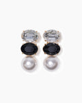 Pendientes de cristal y perlas color gold; clear