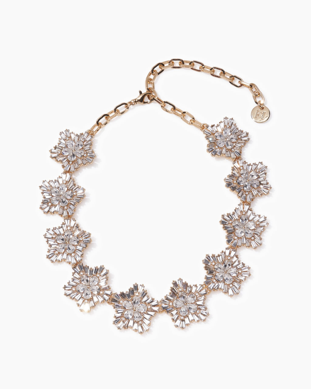 Collar de copo de nieve de cristal color gold; clear