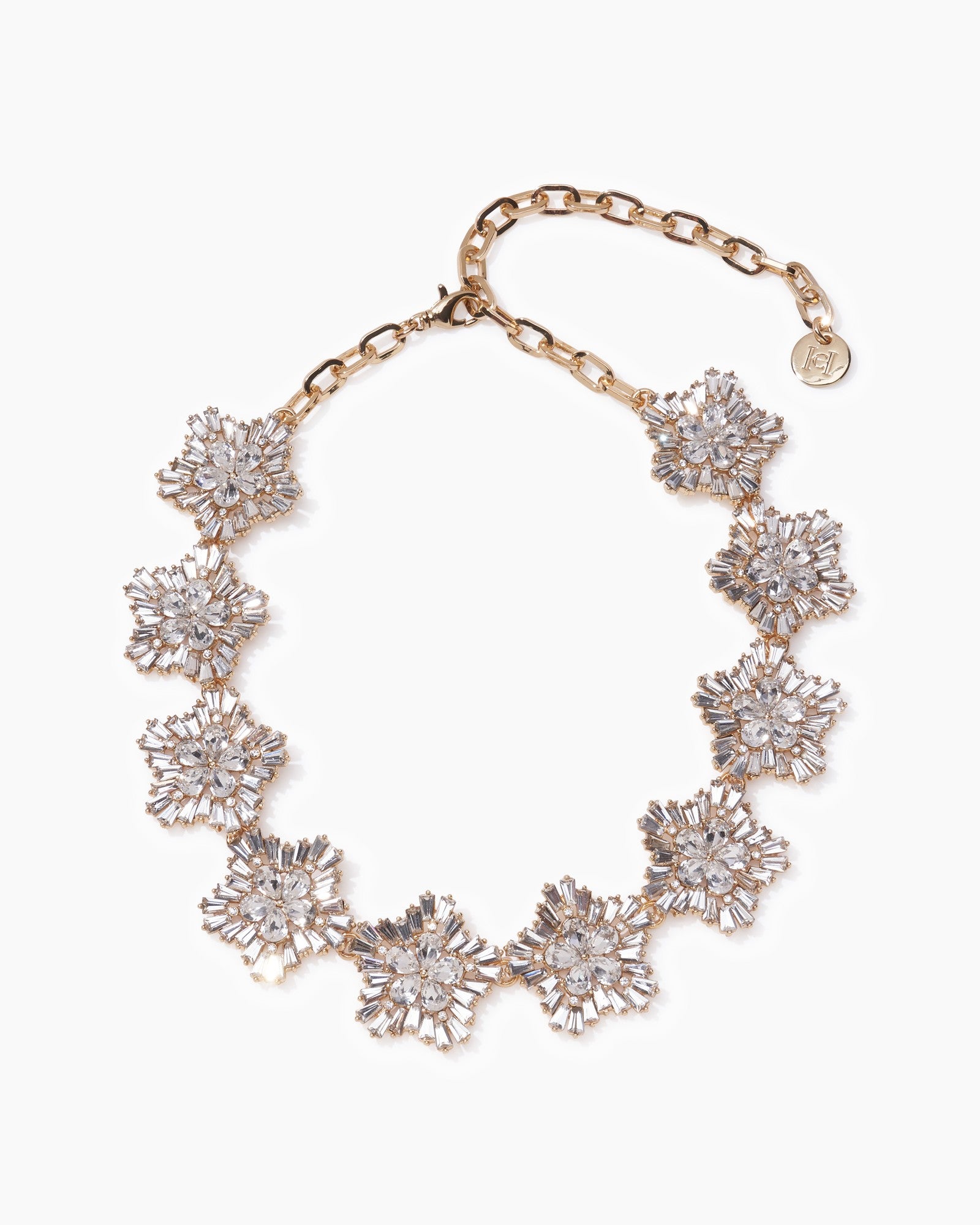 Collar de copo de nieve de cristal color gold; clear