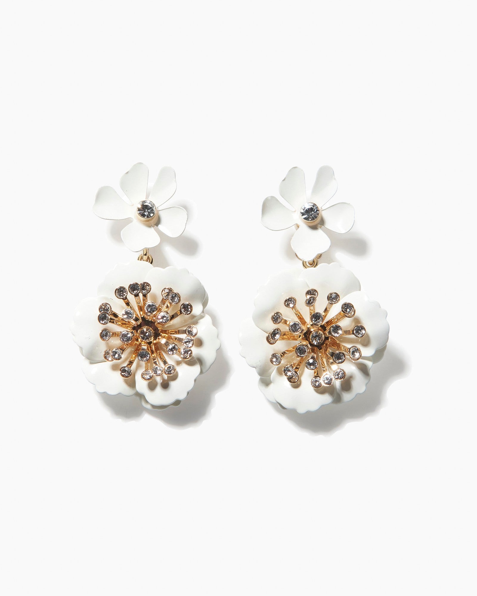 Pendientes colgantes florales color white