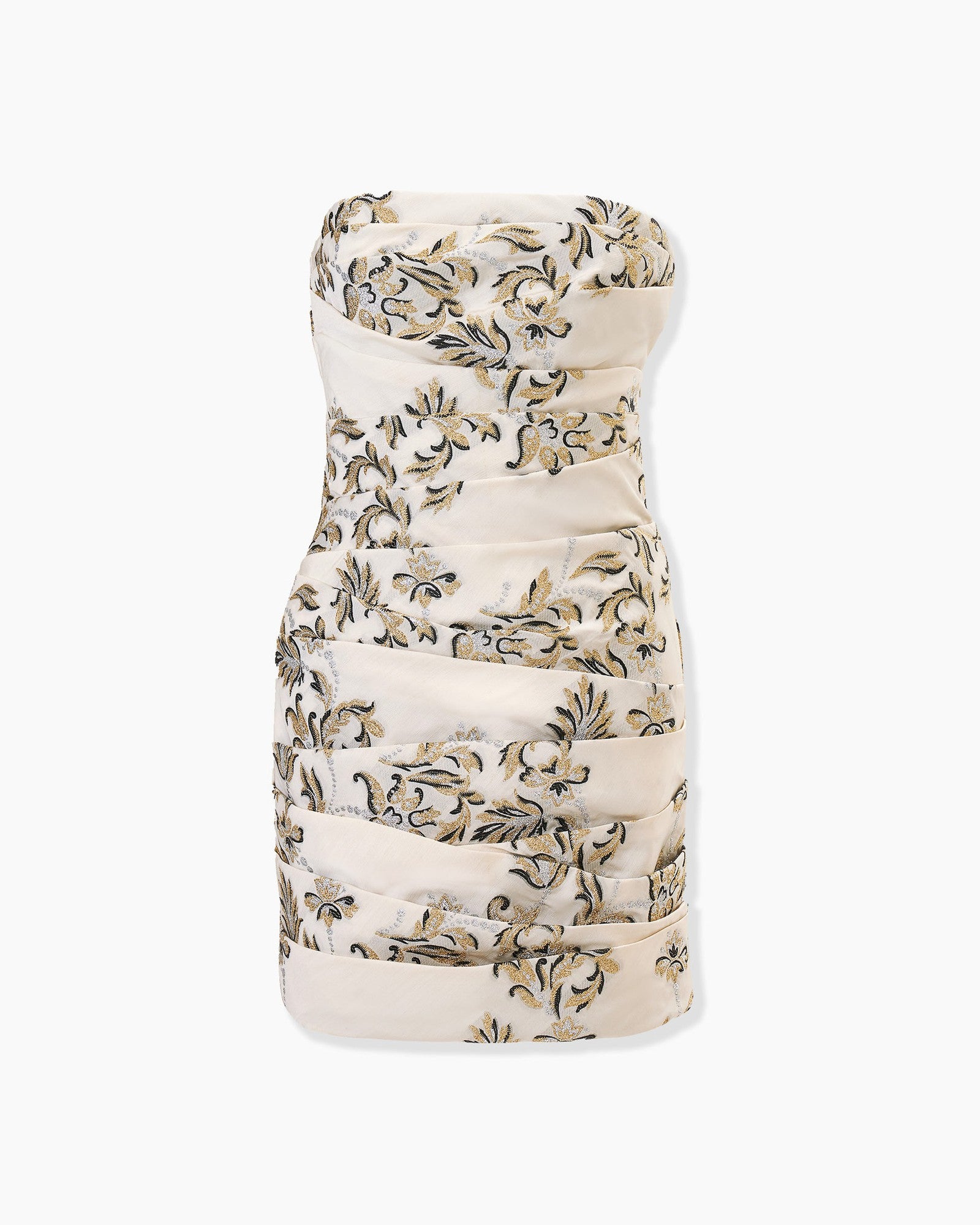Imagen de Minivestido fruncido Jacquard Trellis Lurex