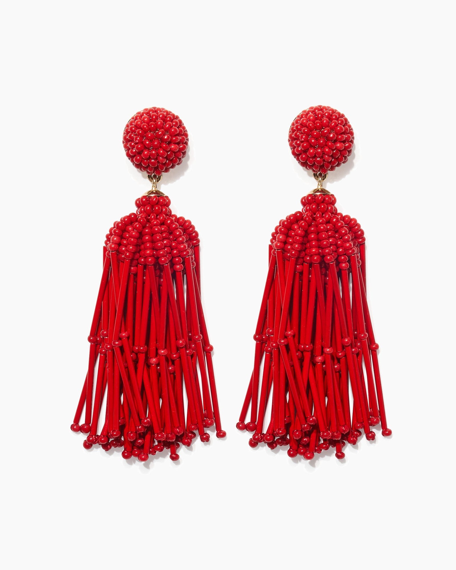 Pendientes de borla color red