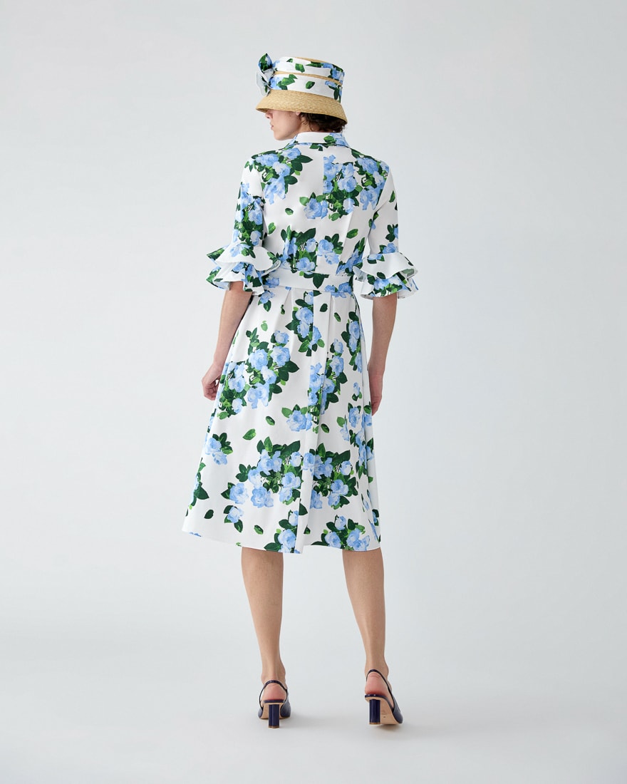 Vestido camisero con estampado rosa