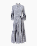 Vestido camisero midi a rayas bordado color striped