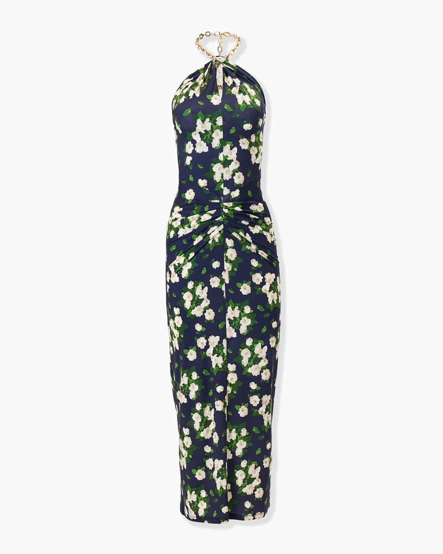 Vestido de cuello halter de jersey con estampado floral color floral