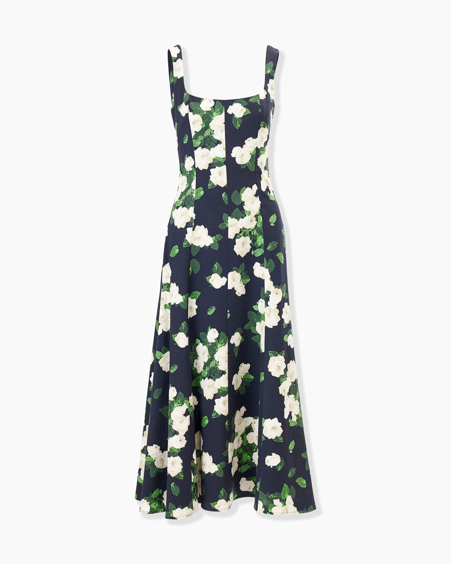 Vestido midi con estampado de rosas color floral