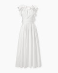 Vestido con escote con volantes blanco color white