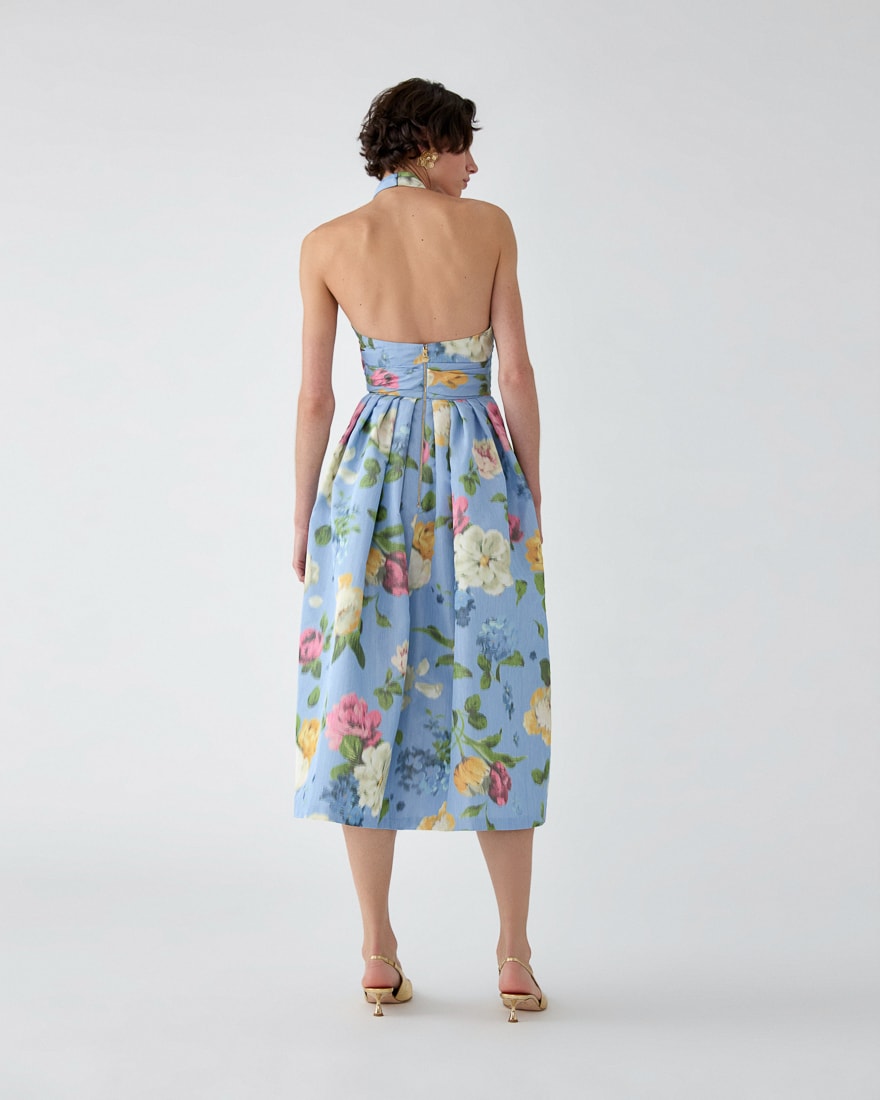 Vestido de cuello halter con estampado floral de China