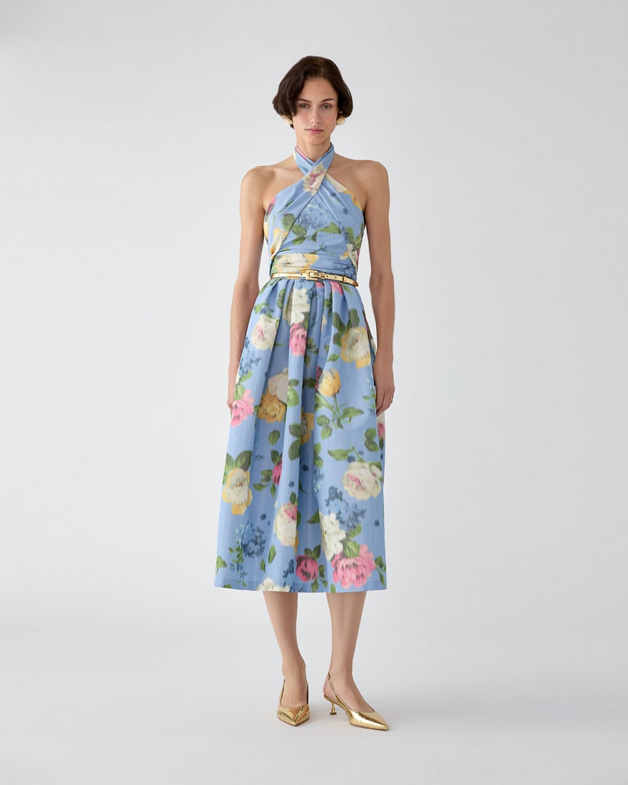 Vestido de cuello halter con estampado floral de China