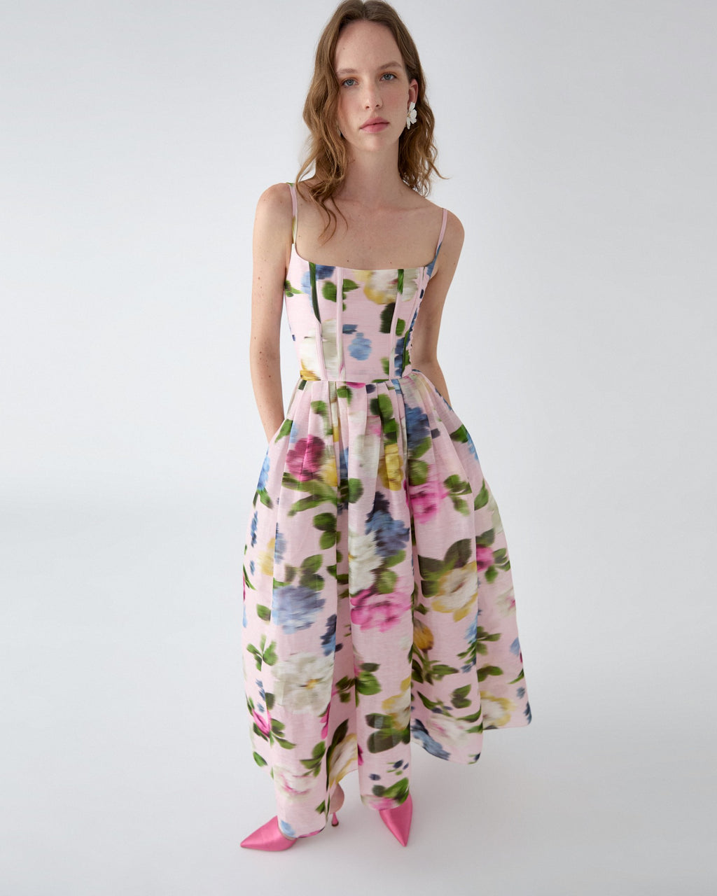 Vestido midi con estampado floral