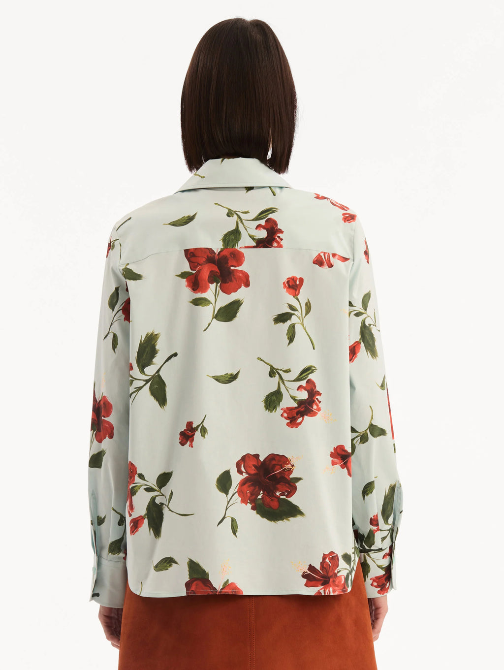 Blusa de popelina de algodón con estampado de hibisco