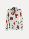 Blusa de popelina de algodón con estampado de hibisco color floral