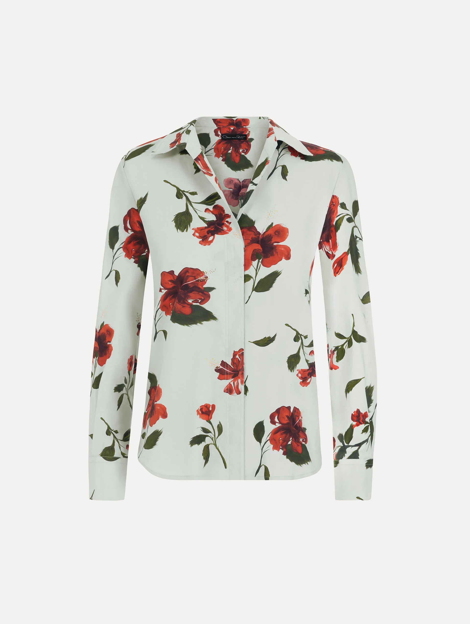 Blusa de popelina de algodón con estampado de hibisco color floral