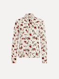 Blusa de gasa de seda con estampado de hibisco color floral; white