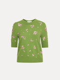 Jersey bordado con racimo de cristales color floral; green