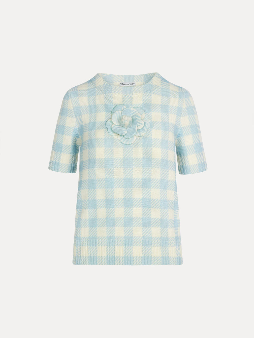 Blusa de cuadros con detalles florales color checkered