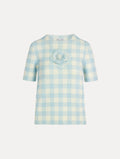 Blusa de cuadros con detalles florales color checkered