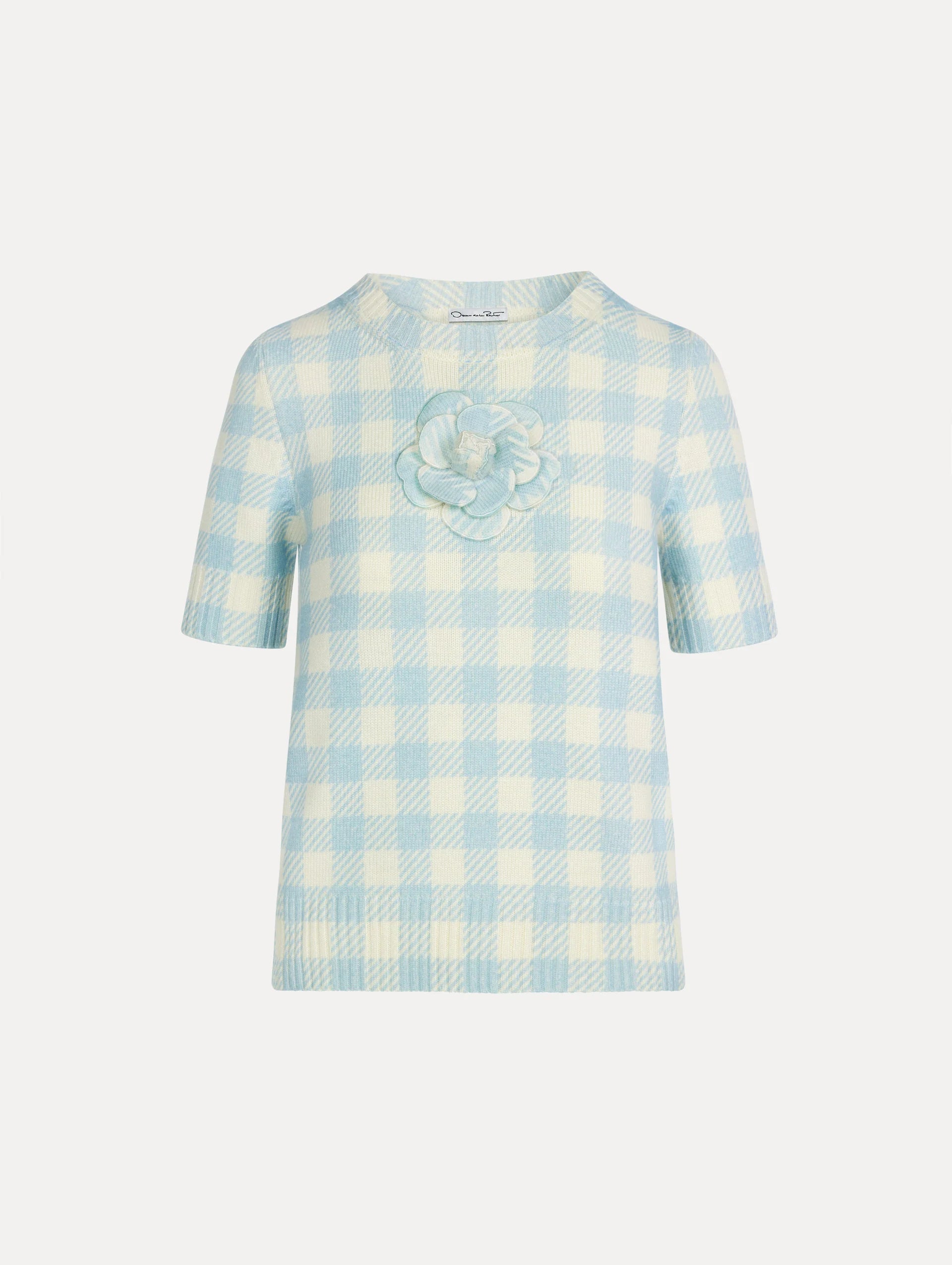 Blusa de cuadros con detalles florales color checkered