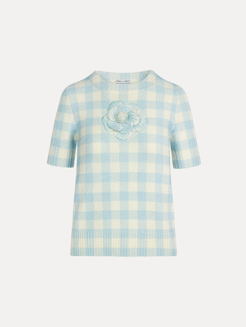 Blusa de cuadros con detalles florales color checkered