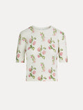 Blusa bordado con estampado floral de porcelana color floral