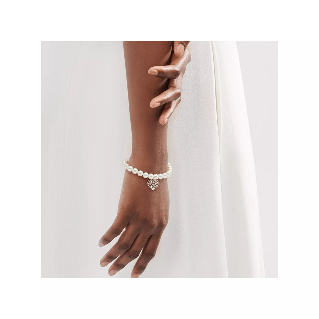 Pulsera de corazón de perlas de hoja de olivo