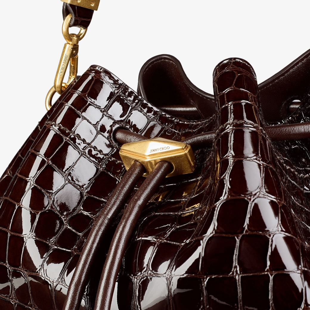 Bolso de hombro de cuero en relieve de cocodrilo de Sambuco