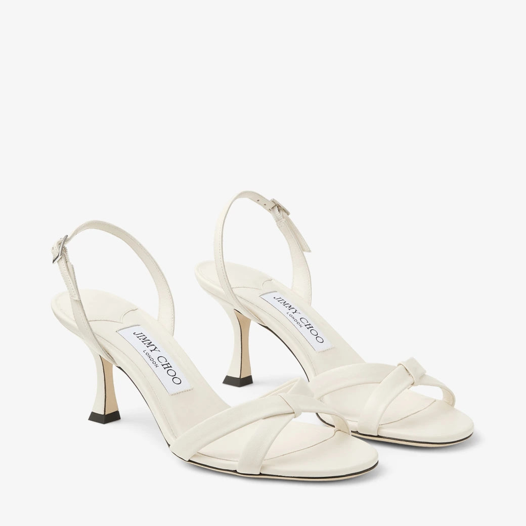 Slingback cruzado de cuero Latte Nappa