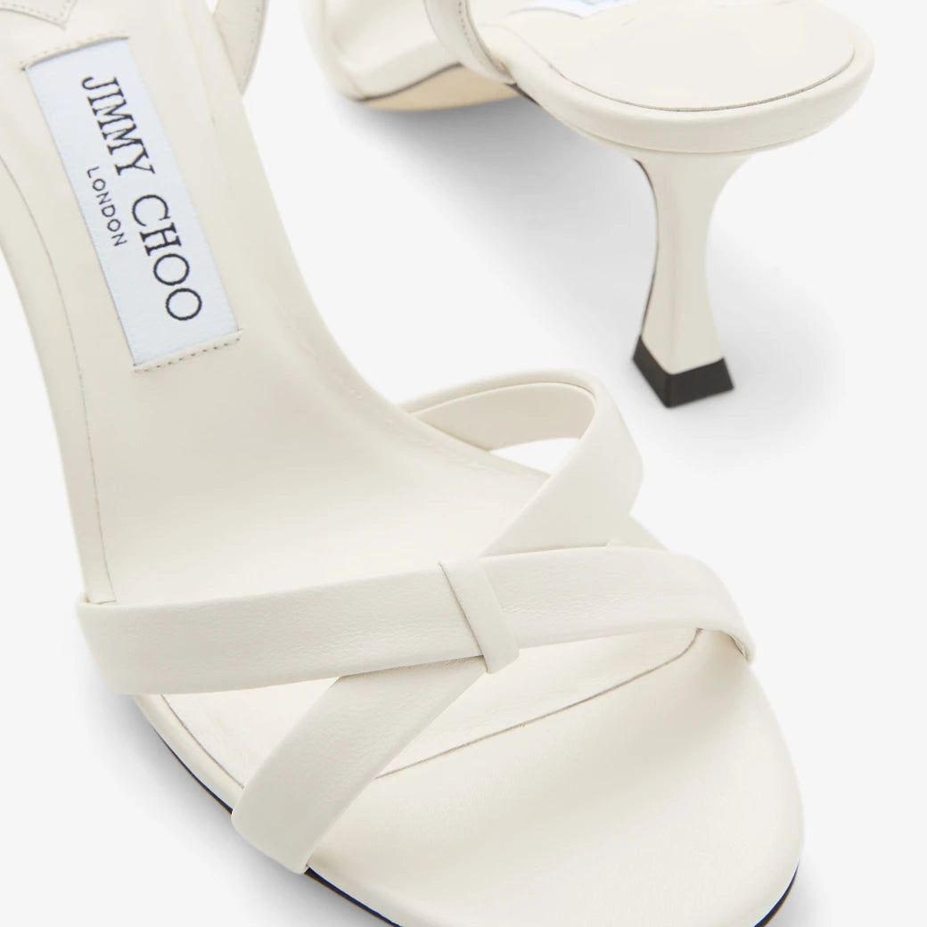 Slingback cruzado de cuero Latte Nappa