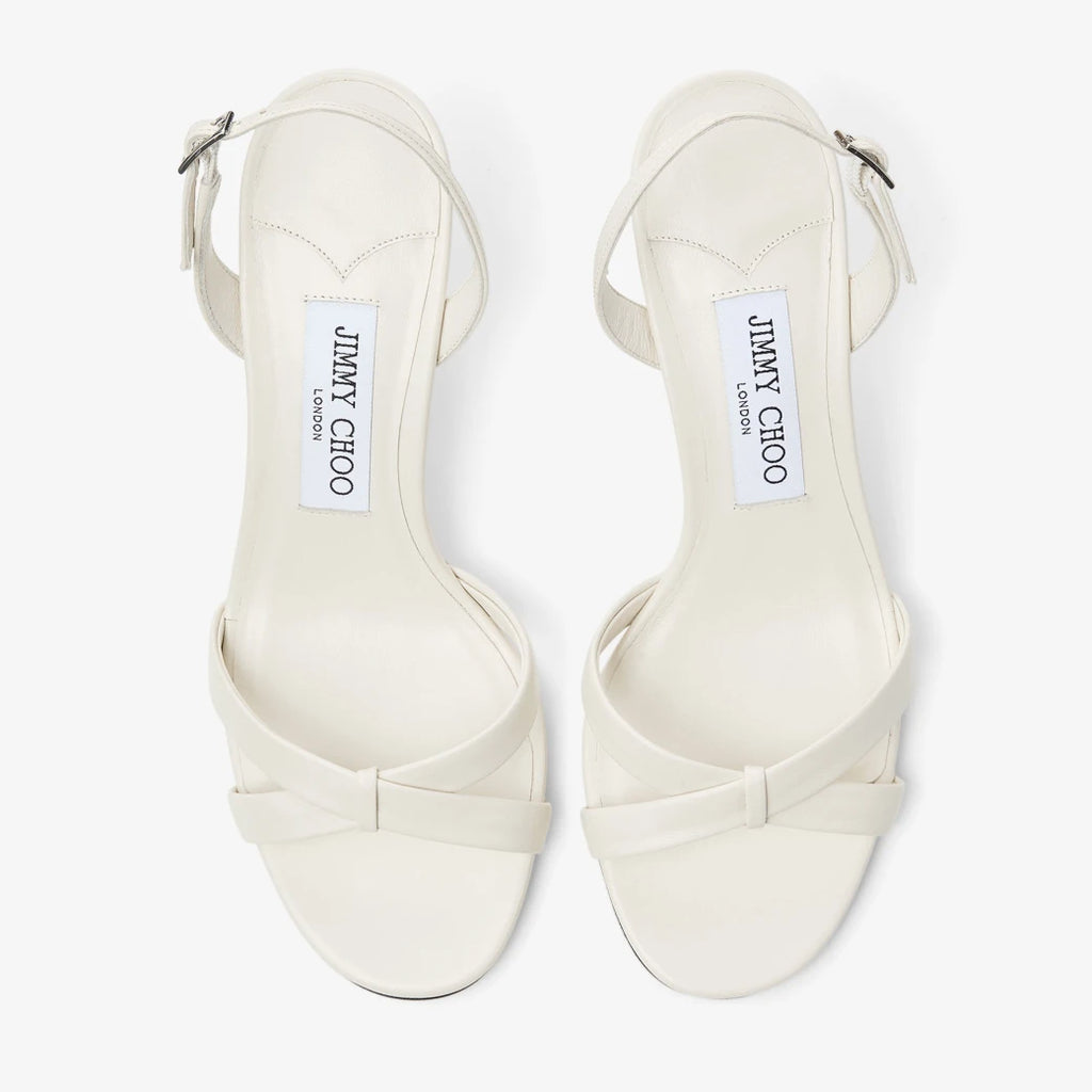 Slingback cruzado de cuero Latte Nappa