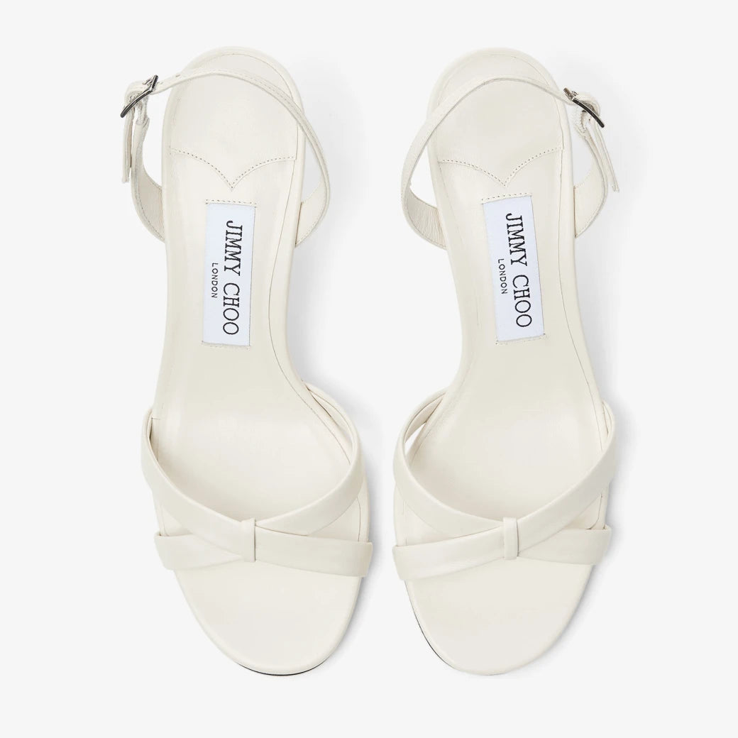 Slingback cruzado de cuero Latte Nappa