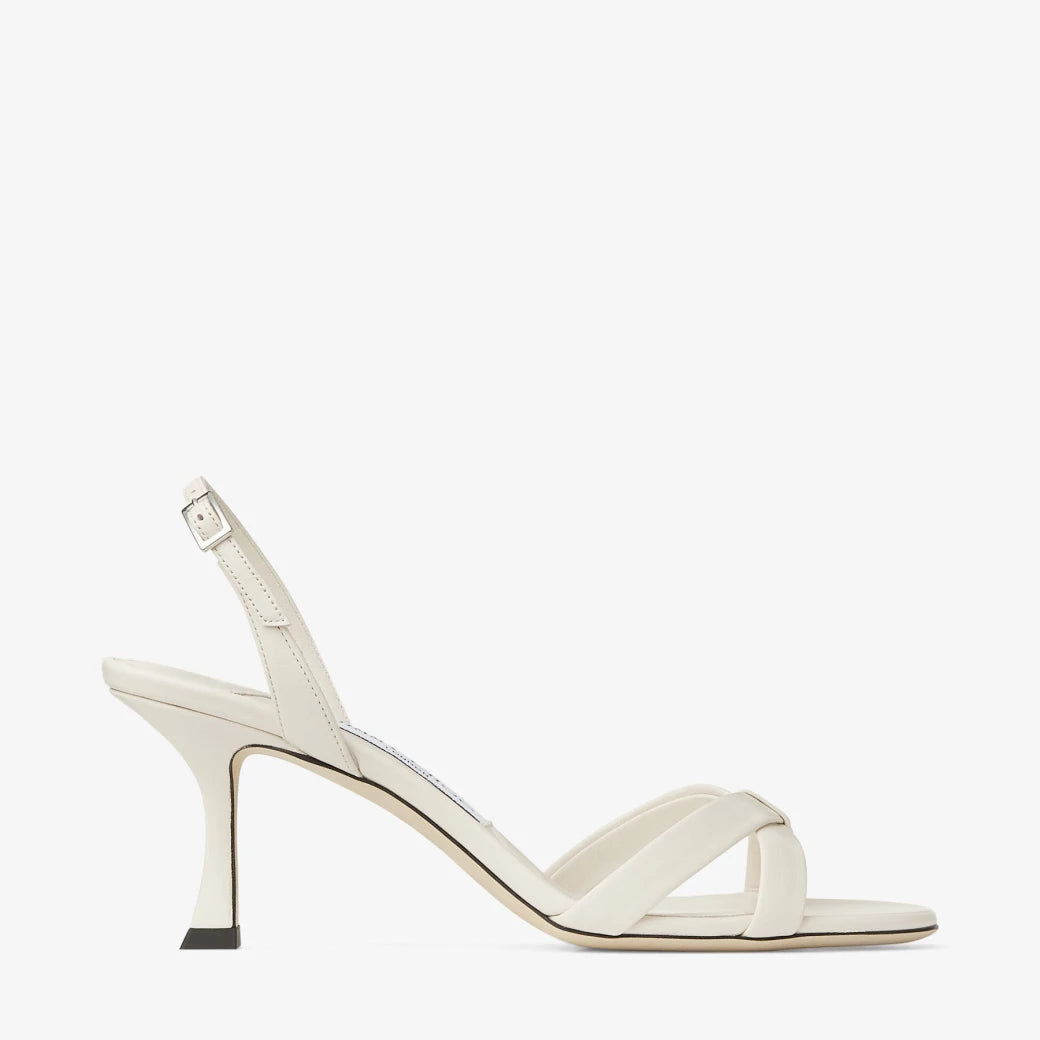 Slingback cruzado de cuero Latte Nappa color beige