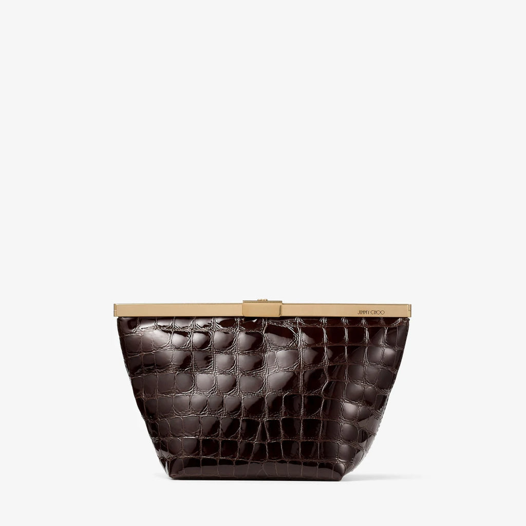 Bolso de mano de cuero color brown; black