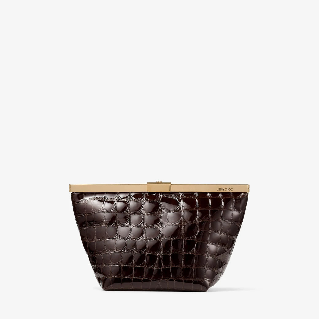 Bolso de mano de cuero color brown; black