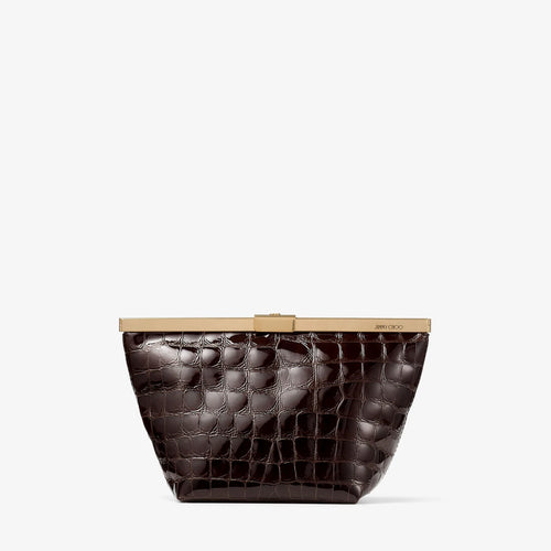Bolso de mano de cuero color brown; black