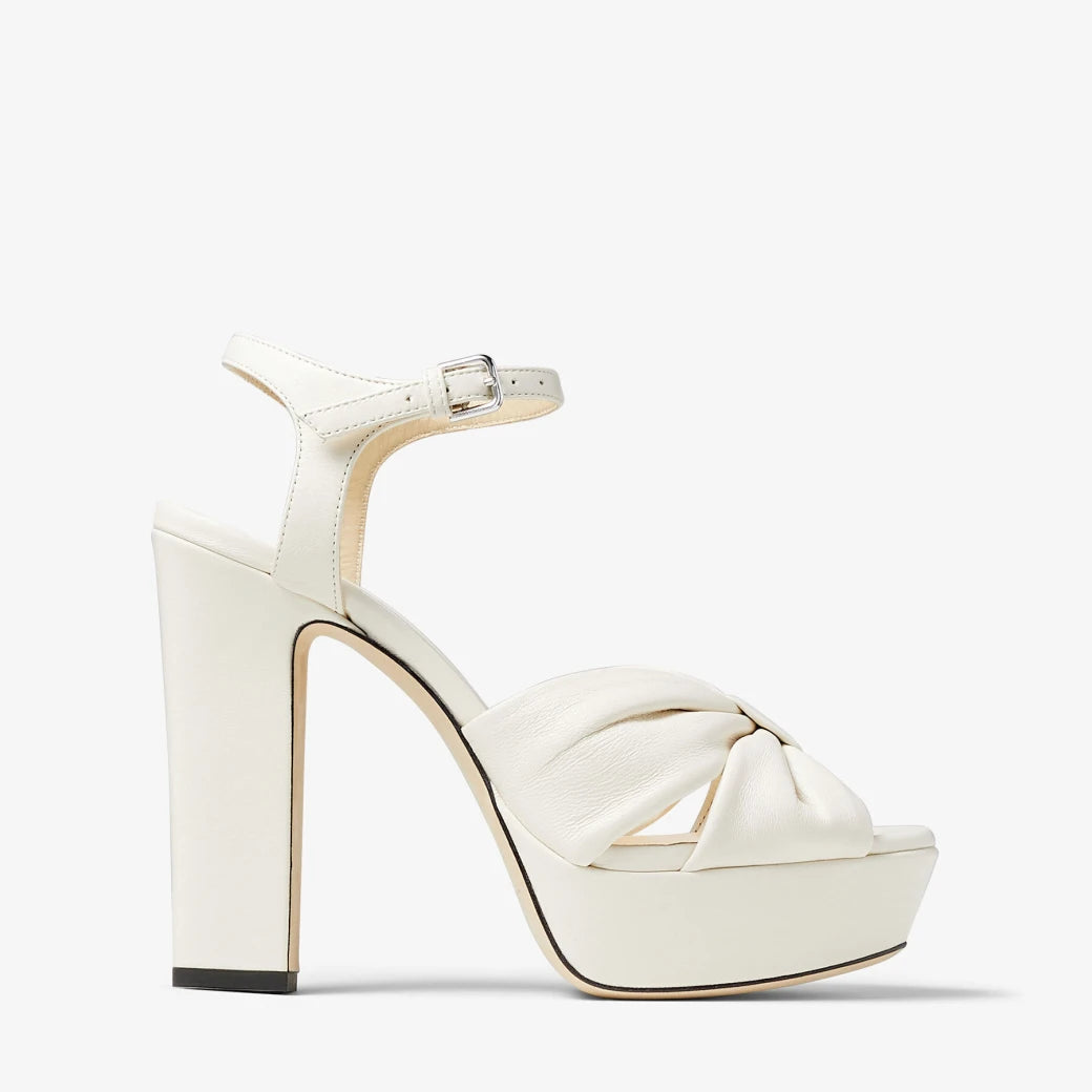 Sandalias de plataforma de cuero Latte color white; beige