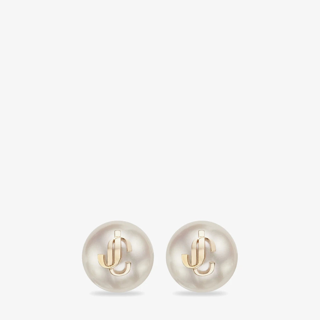 Tachuelas de perlas color gold; white