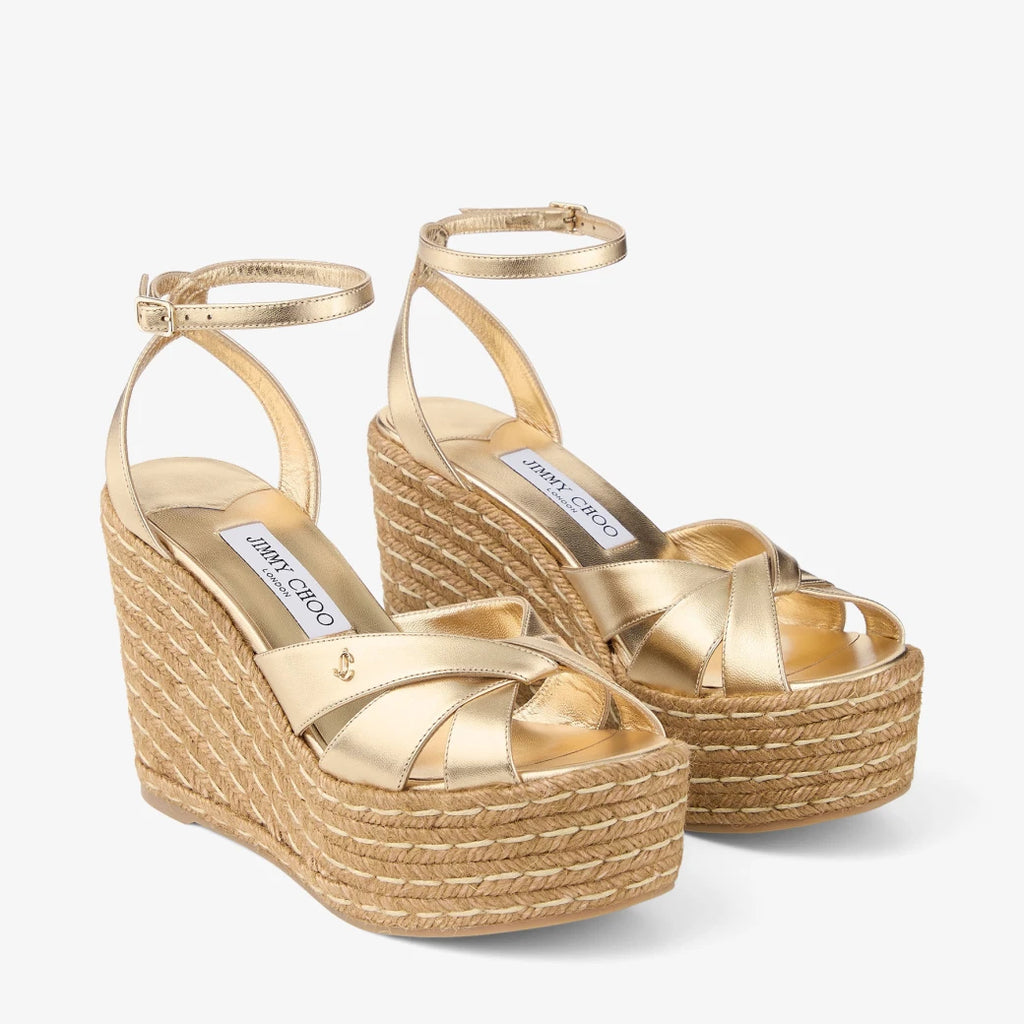 Cuñas de cuero de napa metálico dorado