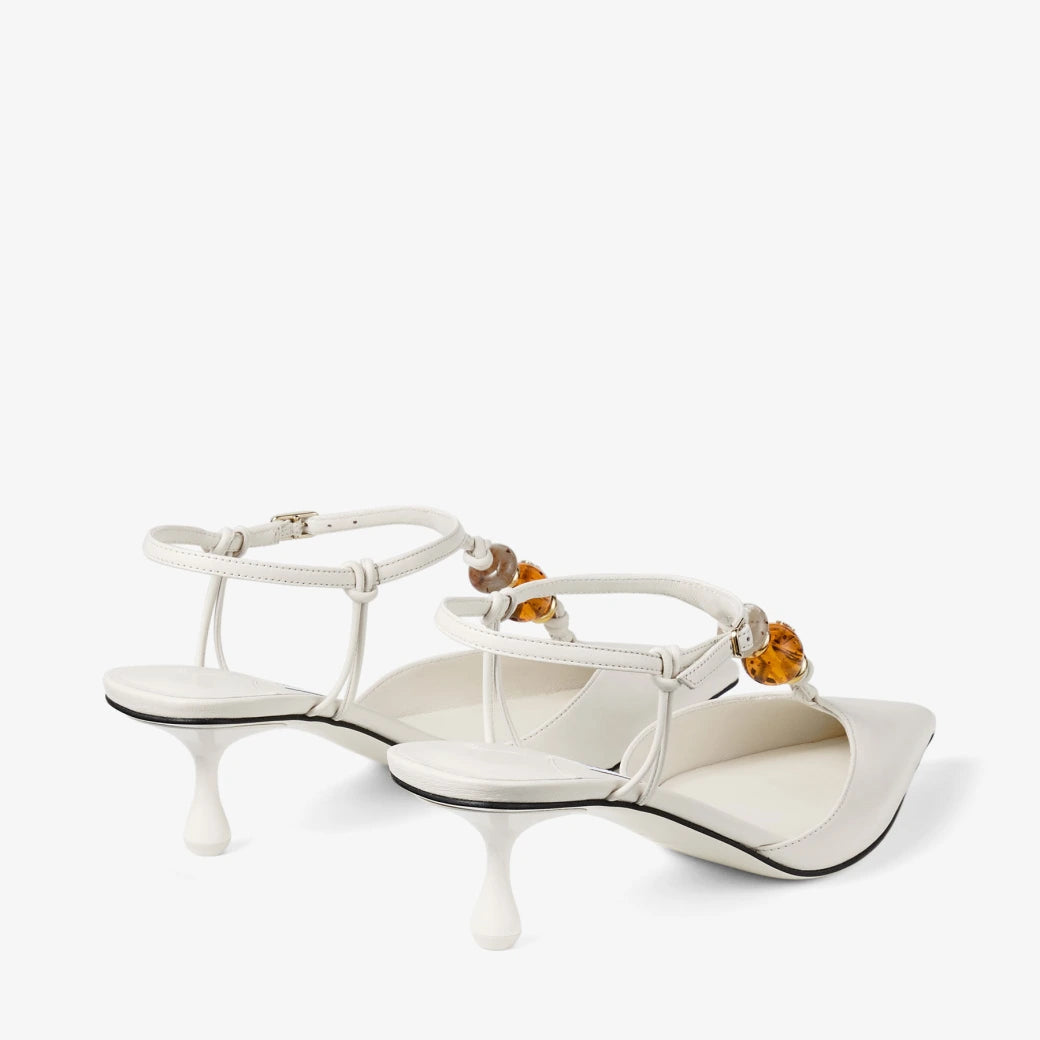 Slingbacks de cuero de napa Latte Mix con cuentas