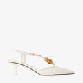 Slingbacks de cuero de napa Latte Mix con cuentas color beige; white; brown