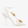 Sandalias de flores de satén marfil color white